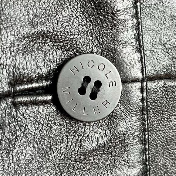 Vintage Nicole Miller Leather Long Line Jacket XL Black Grunge Mob Wife goth - Picture 9 of 13